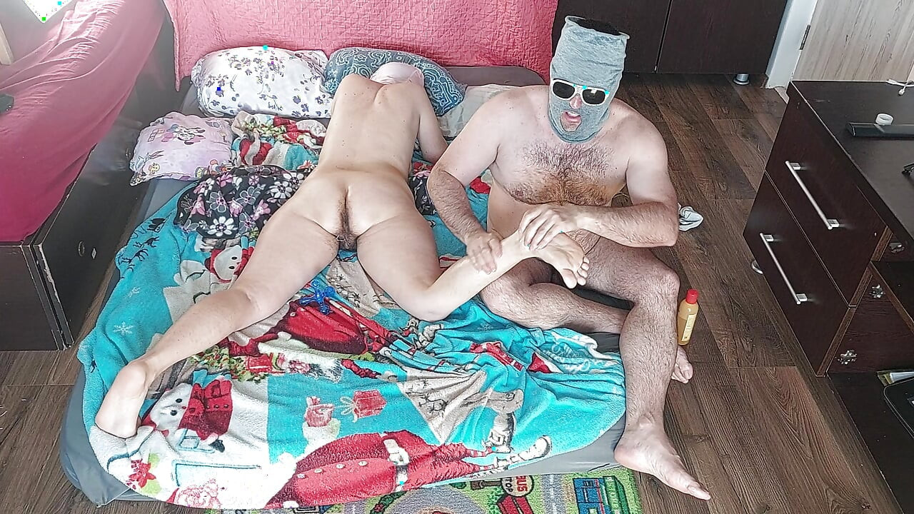 Amateur couple sensual massage with oil.