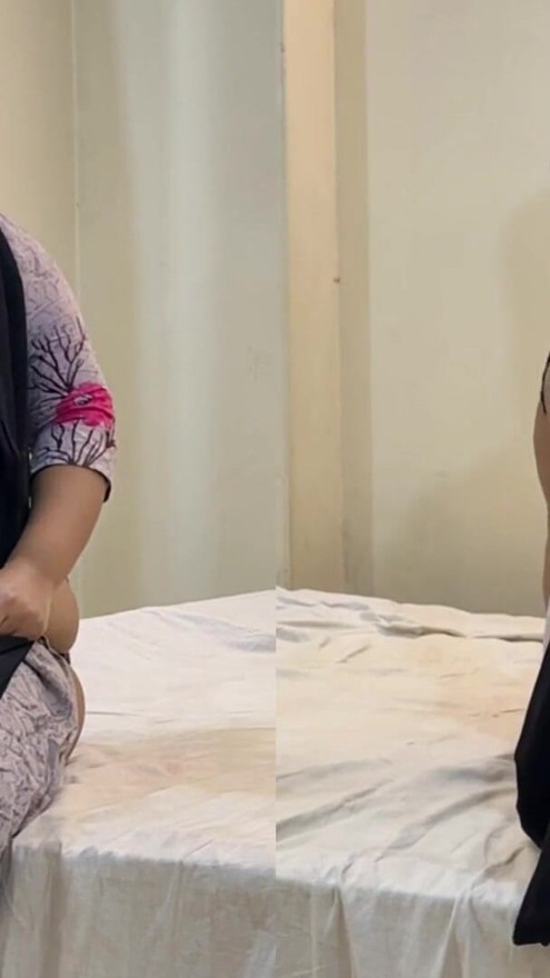 Today Again I Fuck My Big Ass Muslim Stepmom IN Front Of Her Female Colleague in office Restroom When They are start lesbian sex | Clip 1