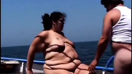 Brunette lifeguard fattie gets her fat pussy pounded on a boat