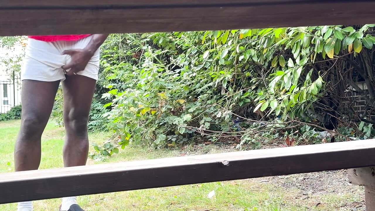 So Here Is Another Video of Me Outdoor Sitting on a Bench Commando in My Shorts