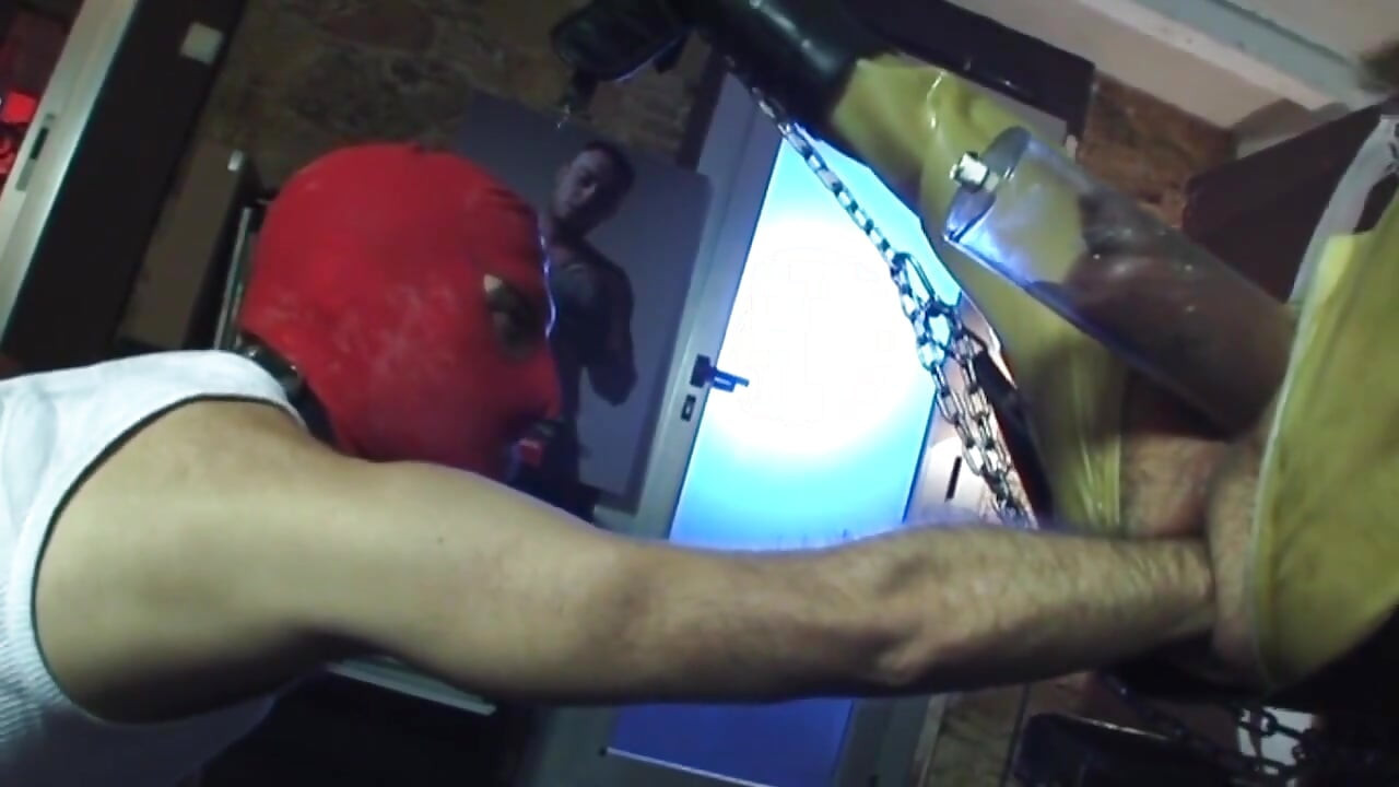 Fist fuck in the backroom with leather clothes