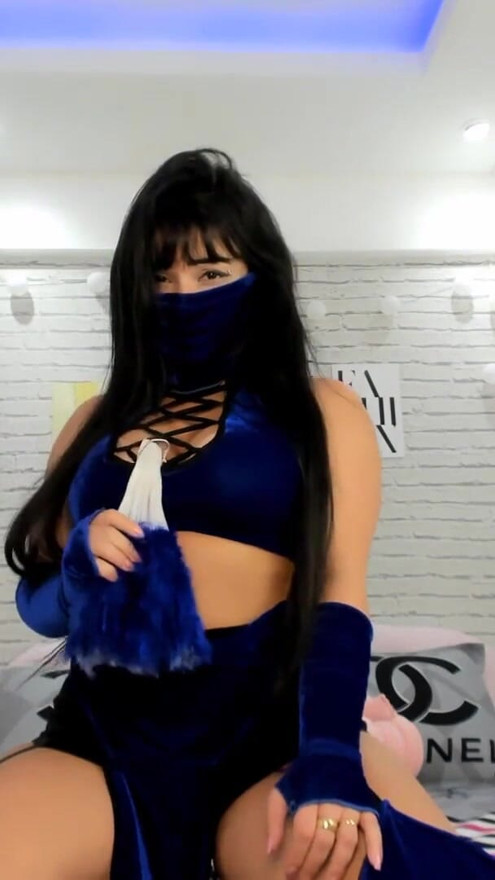 Kitana cosplay from mortal kombat JOI Jerk Off Instructions and perfect blowjob | Clip 1