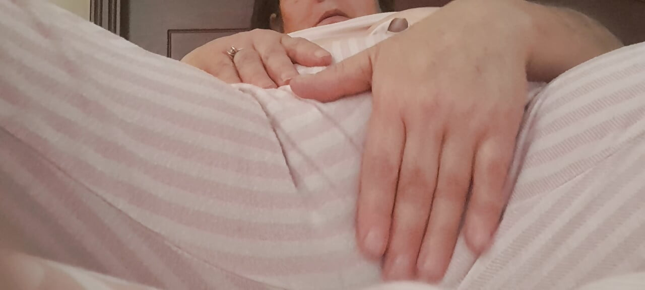 putting his fingers in her wet pussy, leaving his pants wet with a jet of orgasm