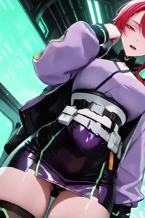 Ai-purple Kimono Seduction in the Neon Train Car, Fingertips Touching Collar, a Gaze That Drenches You!