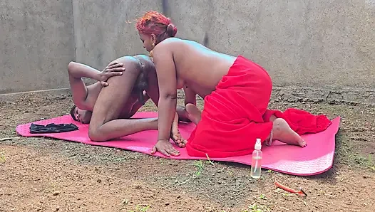 Indische sari schwanzputz-milf hart 69 lutschen und harter fick mit chef, großem schwanz