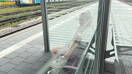 Horny slut makes it on the train track