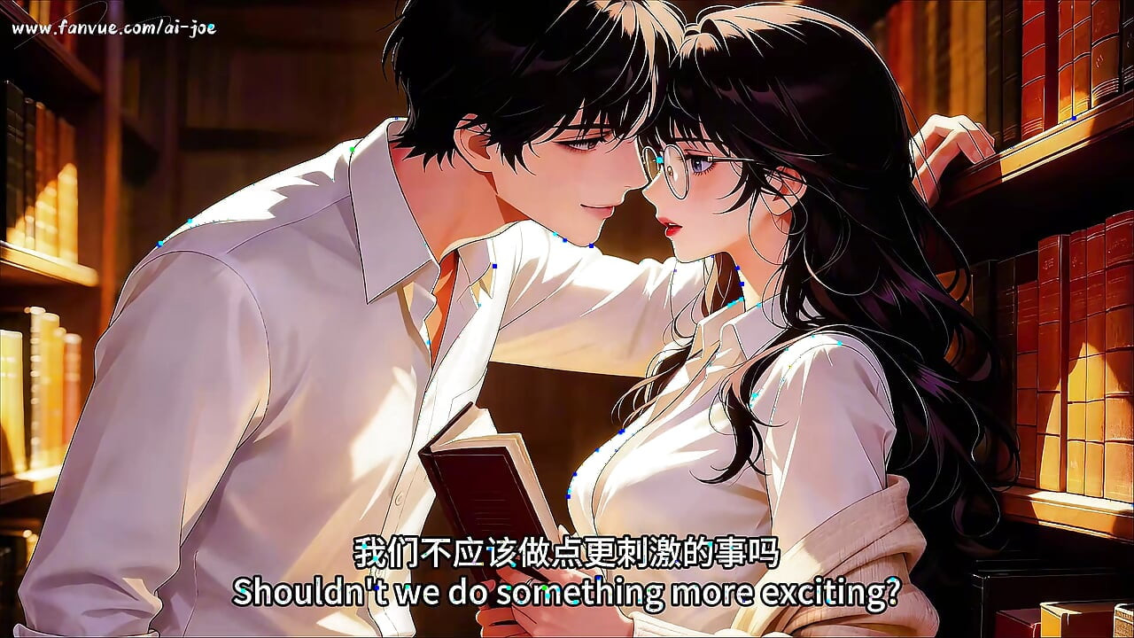 Gap Moe glasses beautiful woman , the private study session in the library.Super temptation.Episode 2. AI-generated