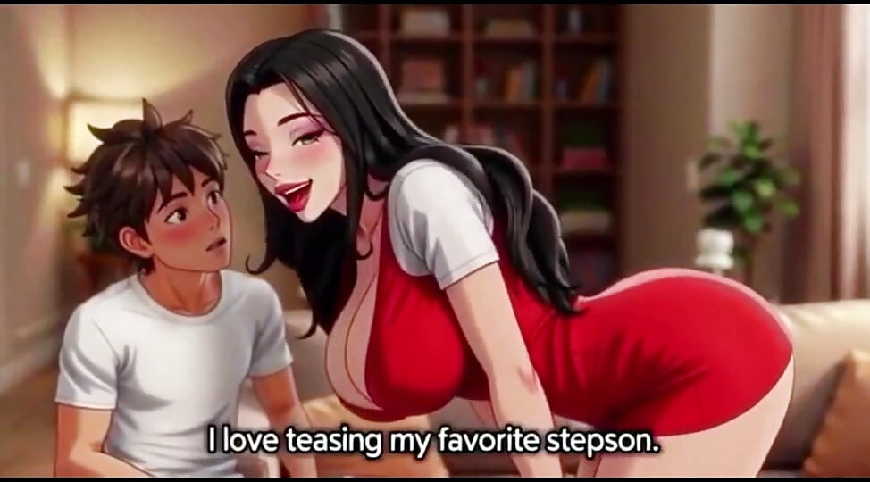 Sexy stepmom seduce her young step son with her big boobs and ass