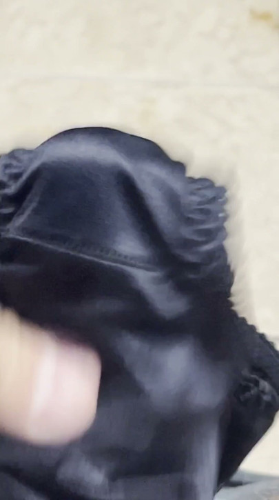Jerking off in my mother in laws pissy black pantys | Clip 3