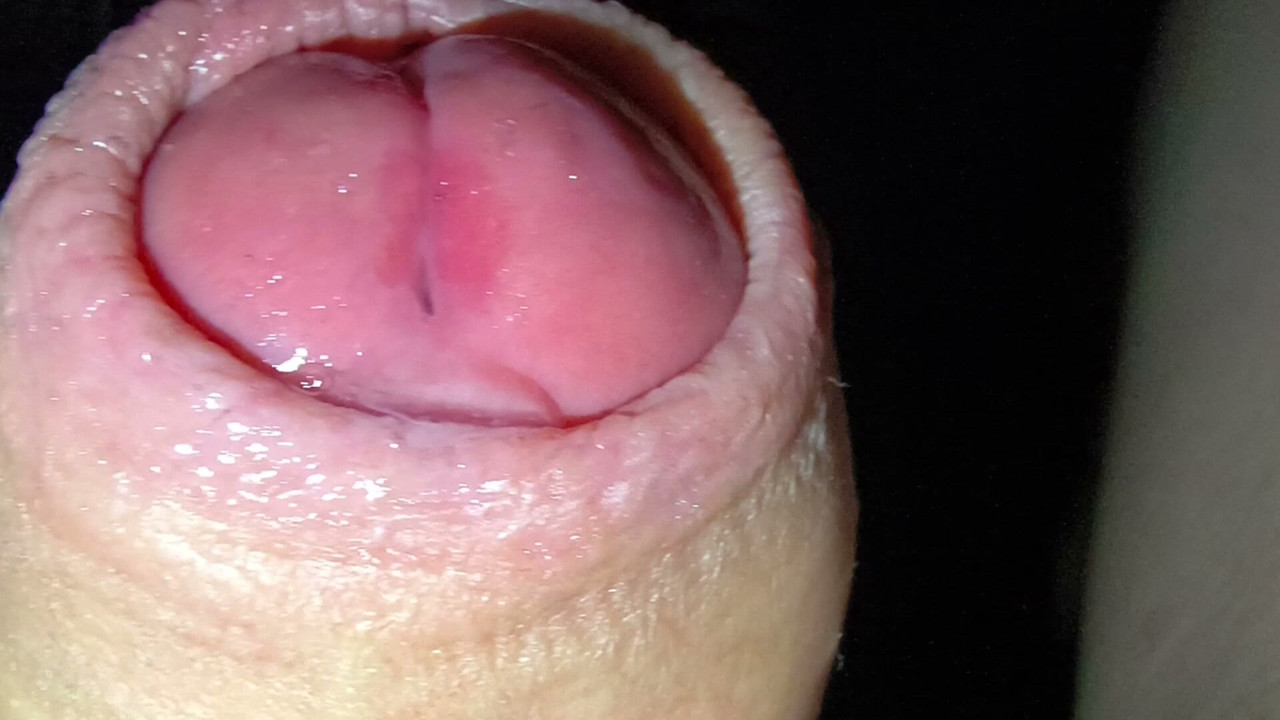 Pre cum, close up, uncut