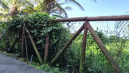 Handjob berisiko untuk hottie di taman!