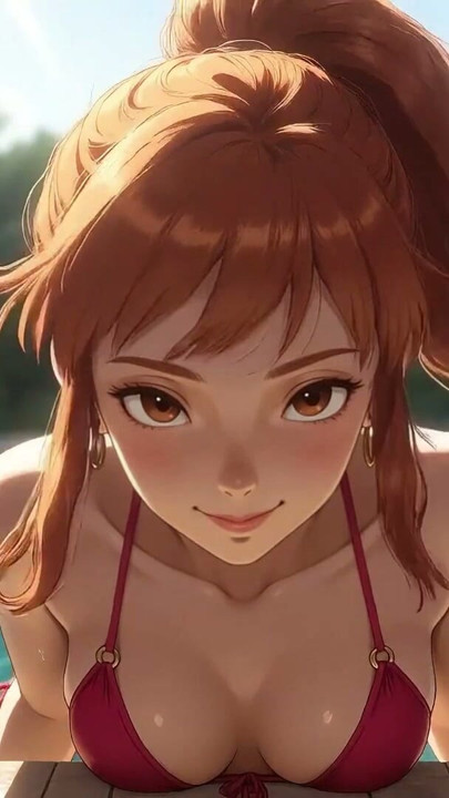 AI Girl Sensually on the Pool - Studio Ghibli Style | Clip 1
