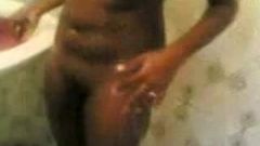 Indian Girl's Nude Bath and Pussy fingering filmed by BF