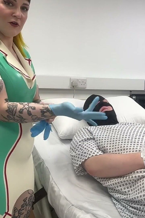 Nurse Ruby's Sounding Exam - Sizing up Her Patient's Tiny Urethra