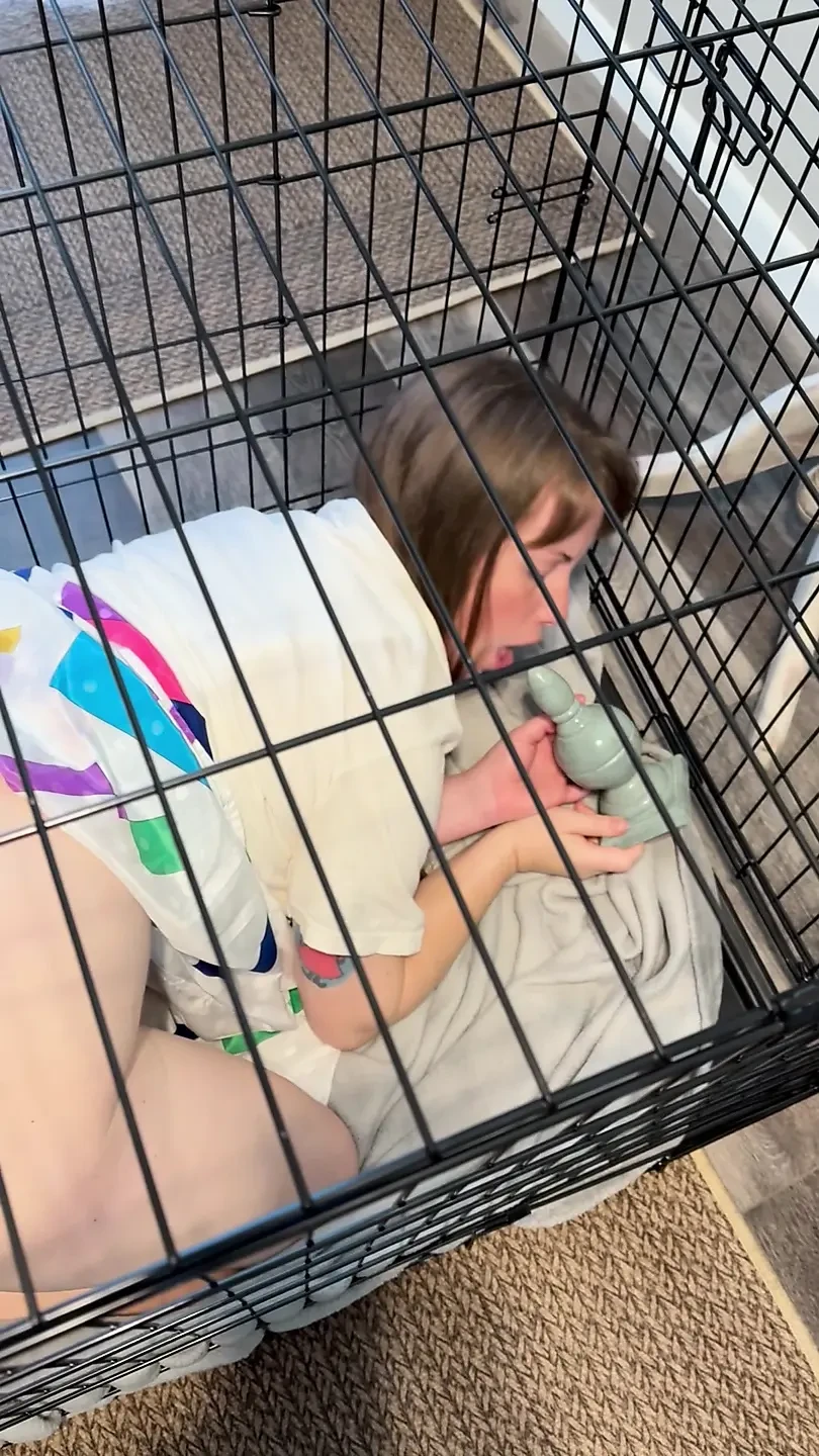 Piggy placed in her cage
