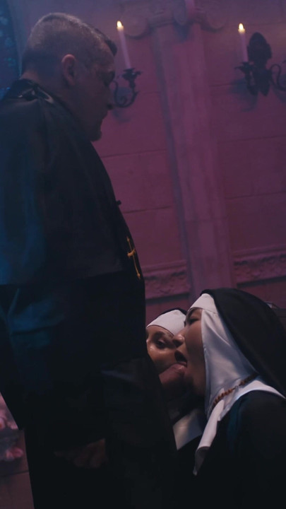 Time Stop Threesome Sex - Horny Priest Dominates Frozen Nuns
