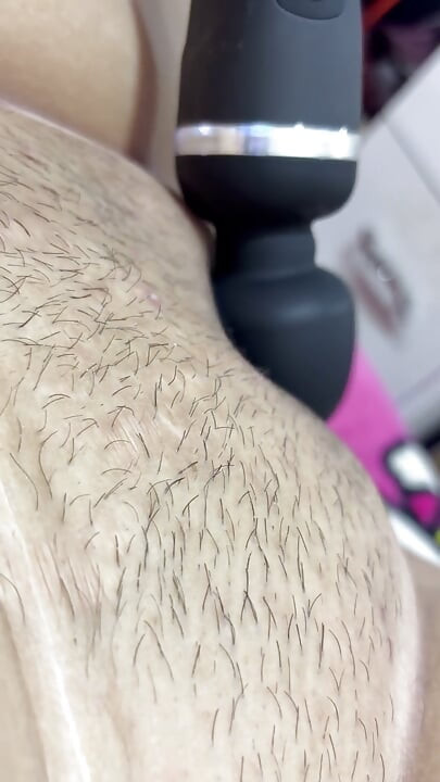 Hot mom plays with her vibrator in her delicious hairy pussy