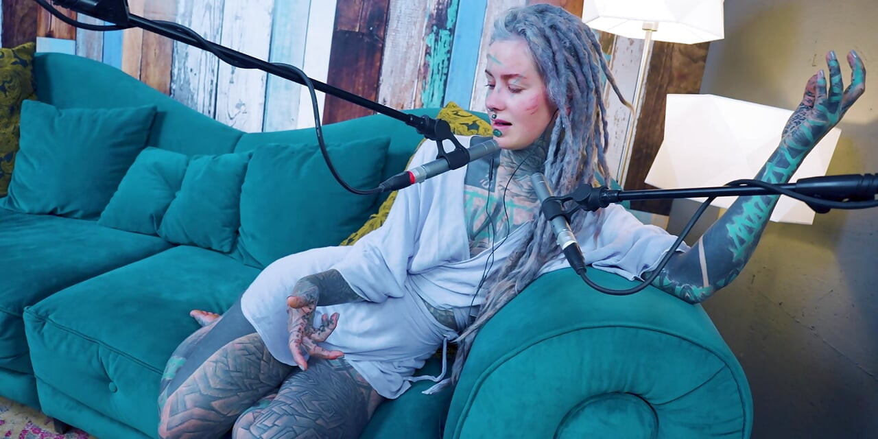 I talk about Z - zeal - ASMR podcast SFW talking goth skinny girl dreadlocks tattoo model inked girl