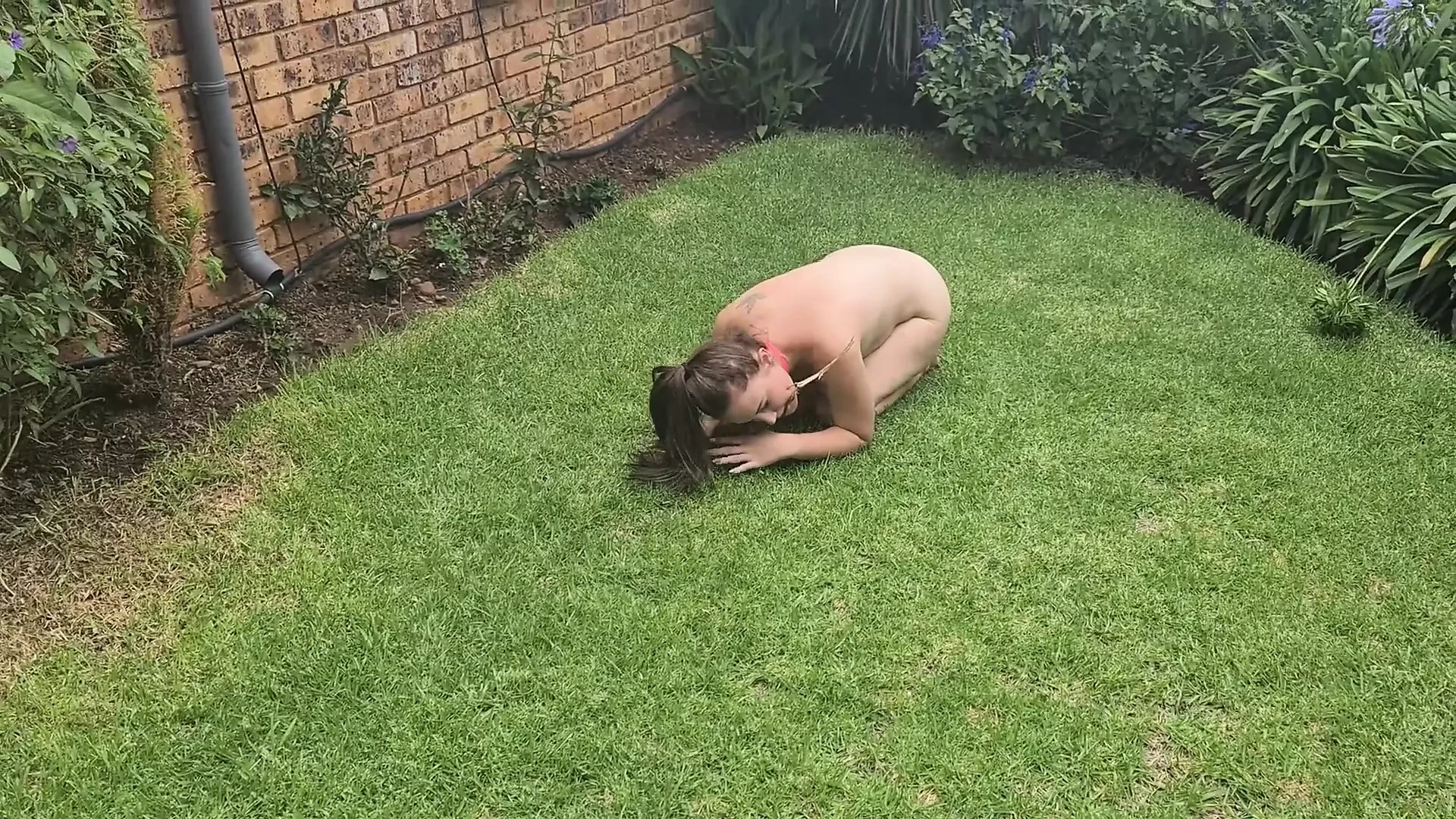 Humiliating myself by acting like a dog, doing tricks as well as peeing like one in the garden