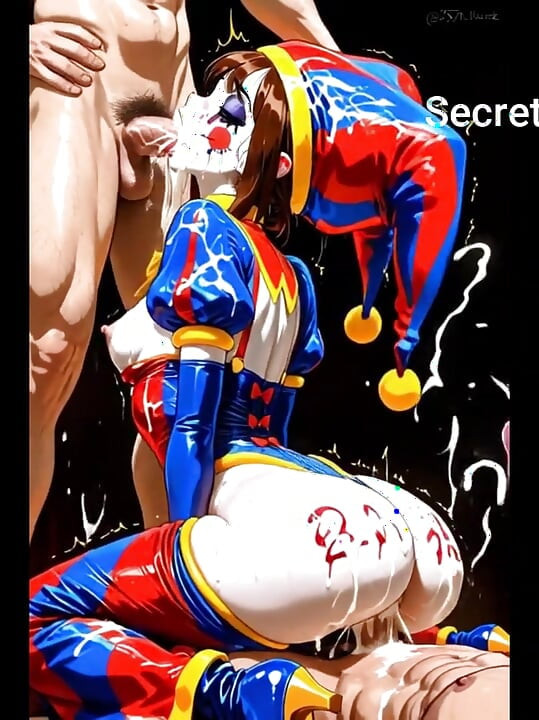Shemale Jester lovagol és elveszi a farkát a bohóc AI GENERATED 2v