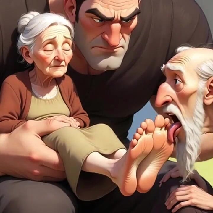 Cuckold Husband Licks Wife's Feet While She Sits on Her Lover's Lap - Hotwife Foot Worship