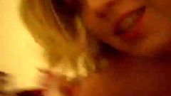 Chubby Blonde Homemade Blowjob   and Cum Swallow