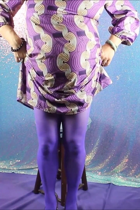 Behind the Scenes with Haydee Rodriguez -purple Stockings Gold High Heels