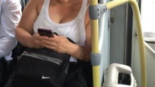 MILF tits bouncing on the bus