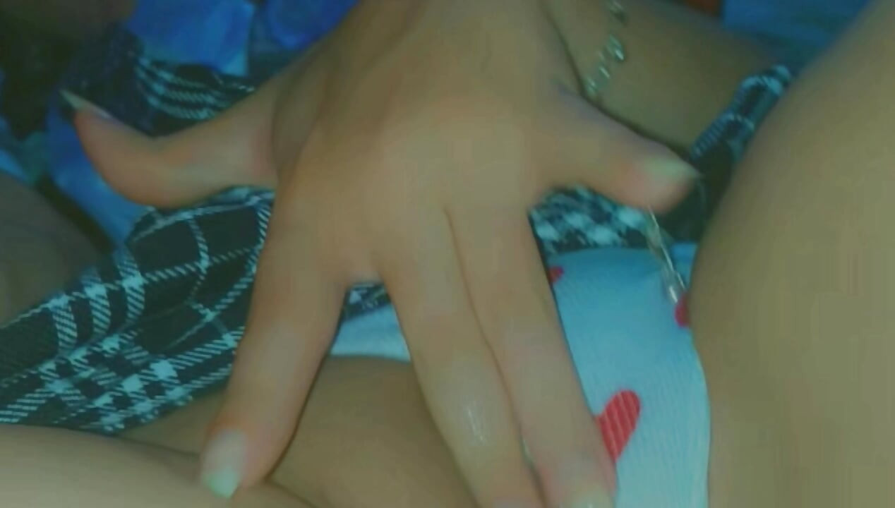 sex and hot student wearing uniform is caught touching herself and moaning during virtual class