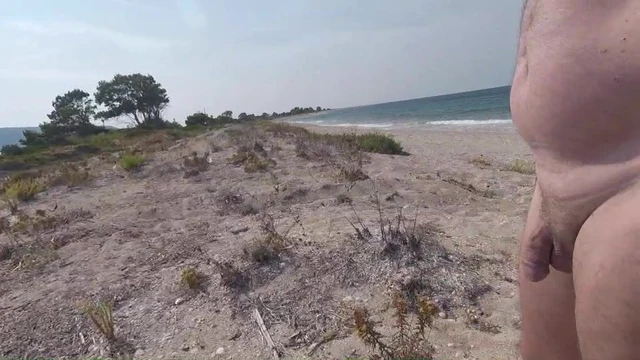 Naked walk along the beach and road