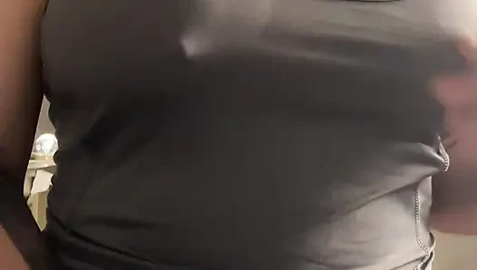 Sexy Latina seduces you by caressing her body with clothes- strong orgasm makes her moan with pleasure