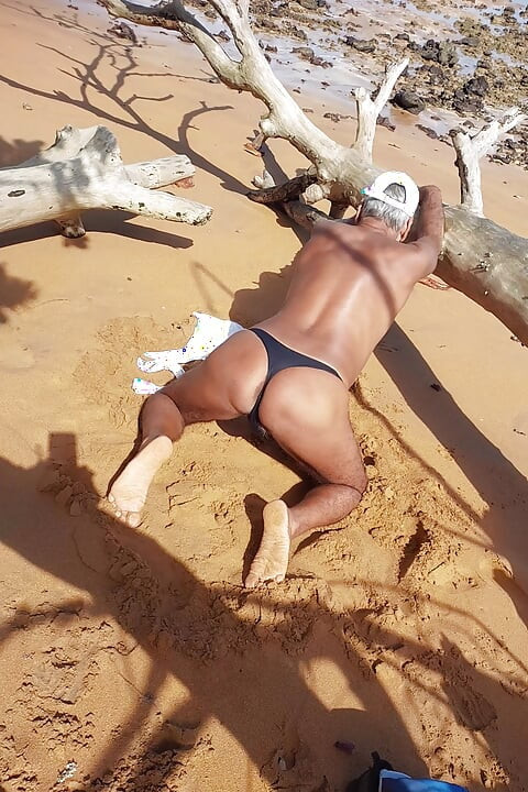 Ladysilva on the beach in panties with her hot ass