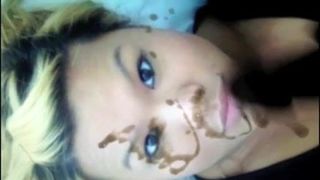 Azjatycka twarz bukkake z dźwiękiem - sperma na ekranie