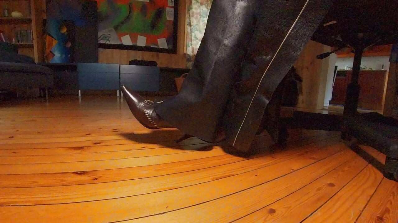 Leather chaps and pointy boots