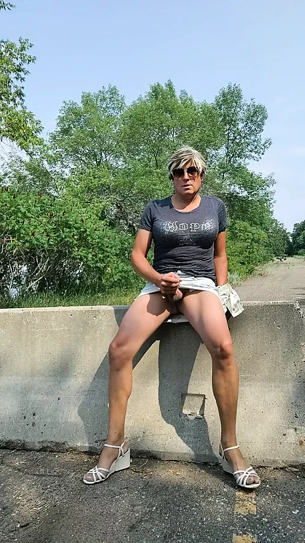 CD public walking along sidewalk masturbate