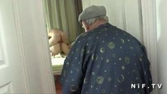 French voyeur Papy watching sodomy of a young couple