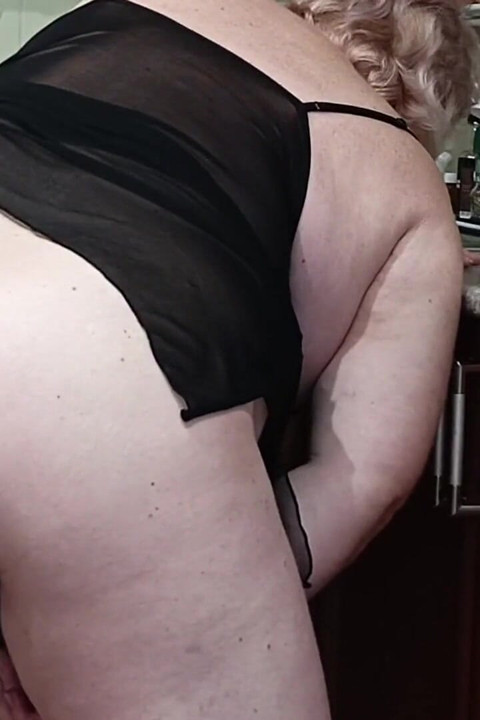 Mother-in-law Masturbates with Toys in the Kitchen