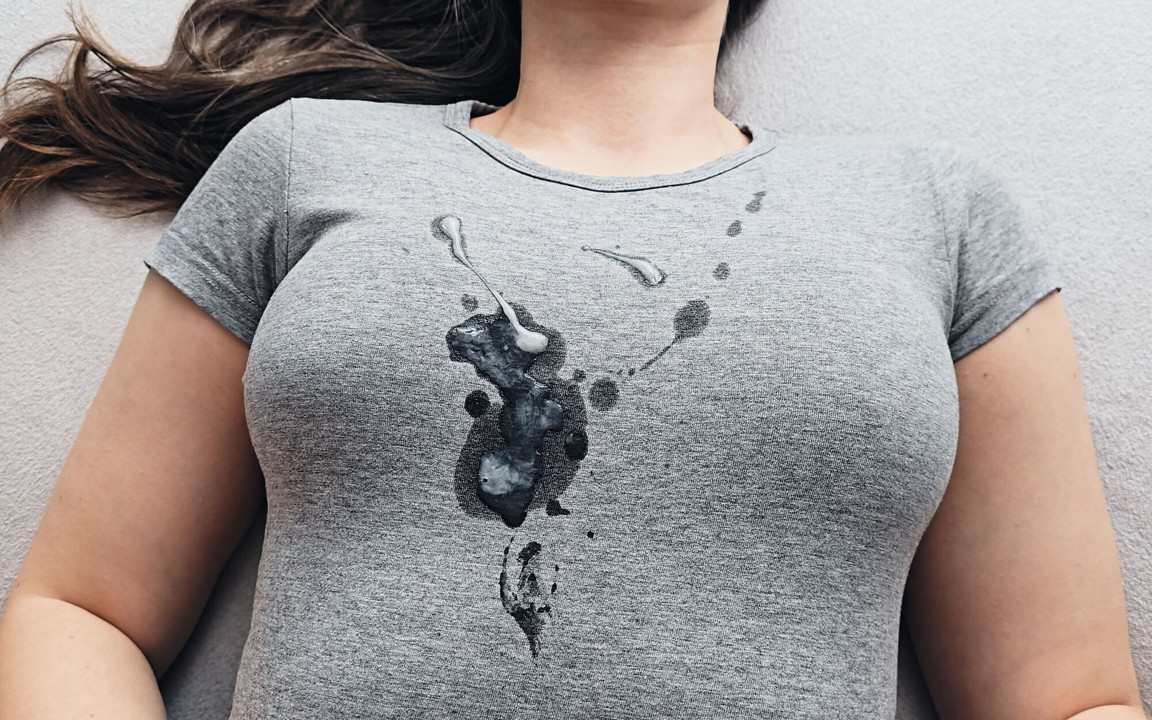 Hot Cumshot on My New Gray T-shirt!