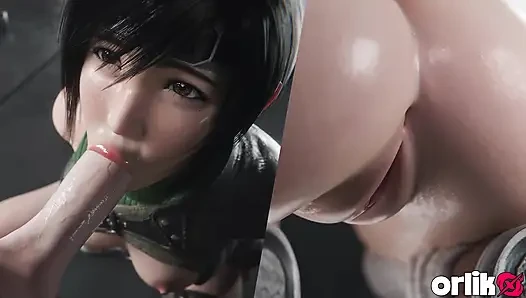 Yuffie Kisaragi большой хуй грязный минет - глубокая и грязная 3D анимация