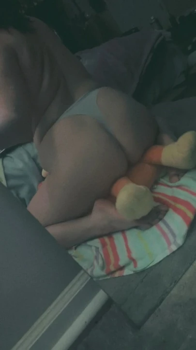 Plushie humping in front of mirror.