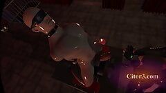 Citor3 enregistrement de jeu VR en 3D, une maîtresse aux gros seins en latex trait un esclave sur Sybian avec beaucoup de pré-éjac avec POV