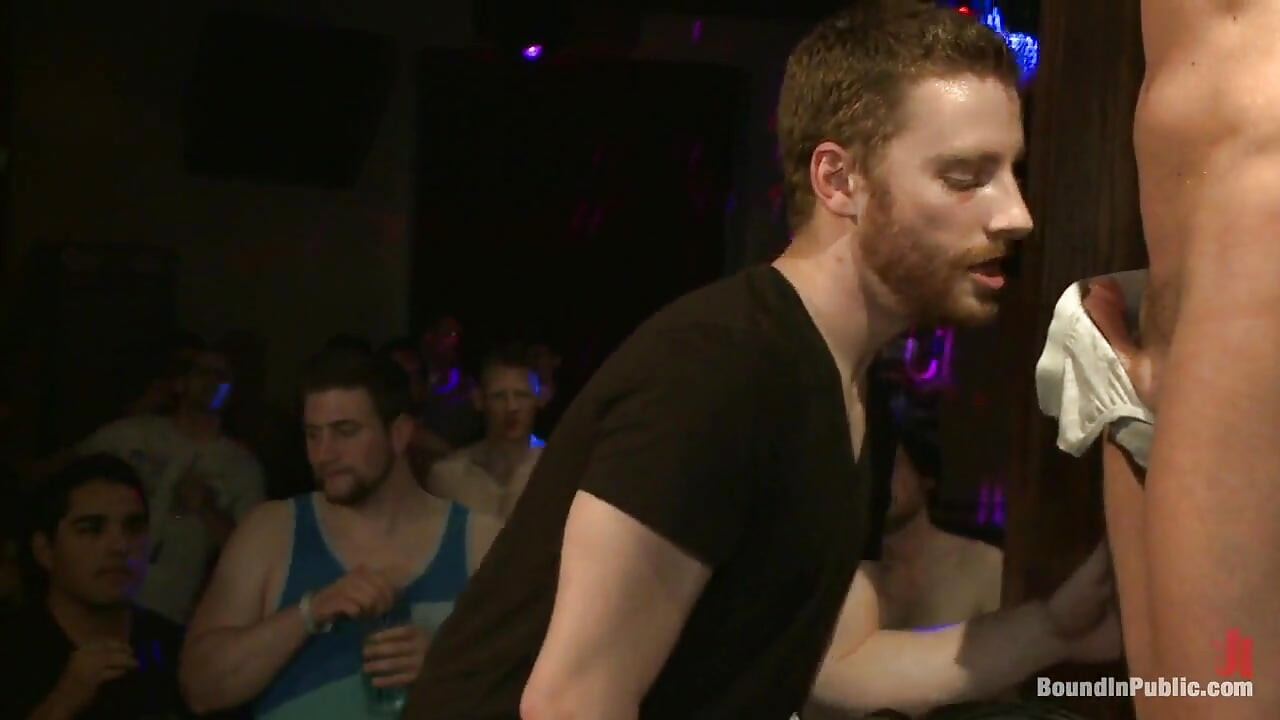 Muscle Stud Mitch Vaughn Tied up and Used in a Public Bar