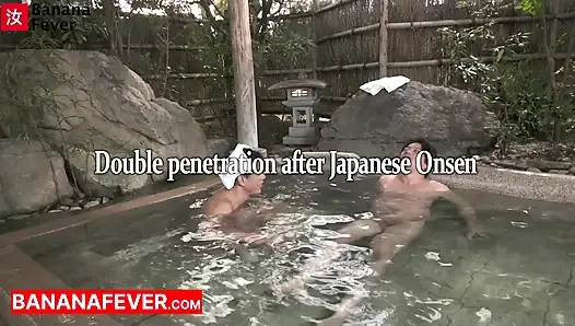 Hot European Girl Gets Double Creampied by Two Asian Guys in Steamy Onsen Spa