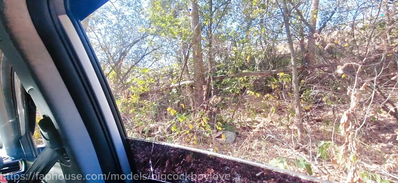 A milky-skinned femboy student rides a thick, large cock out on the highway.