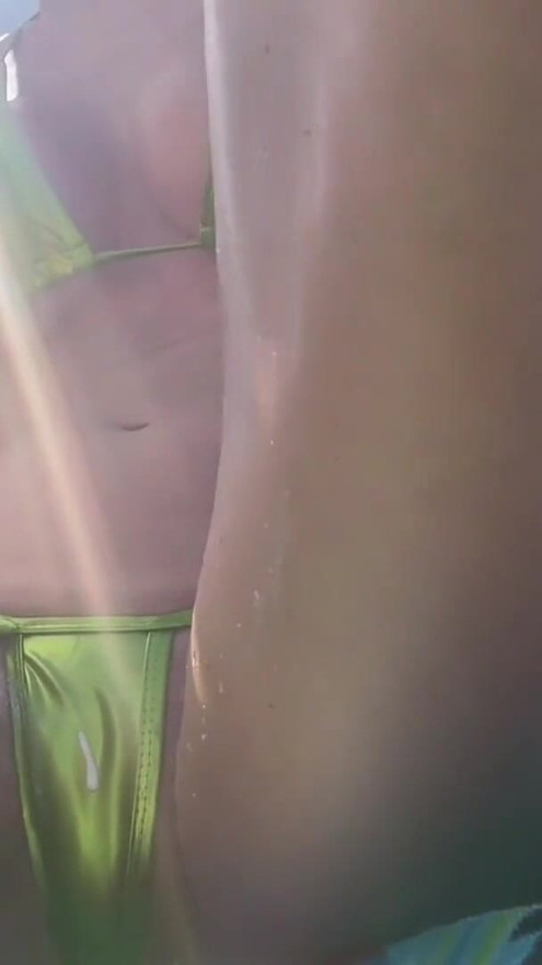 Italian Big Tits Milf Artemisia Love Flashing her wet shaved pussy at the beach | Clip 1