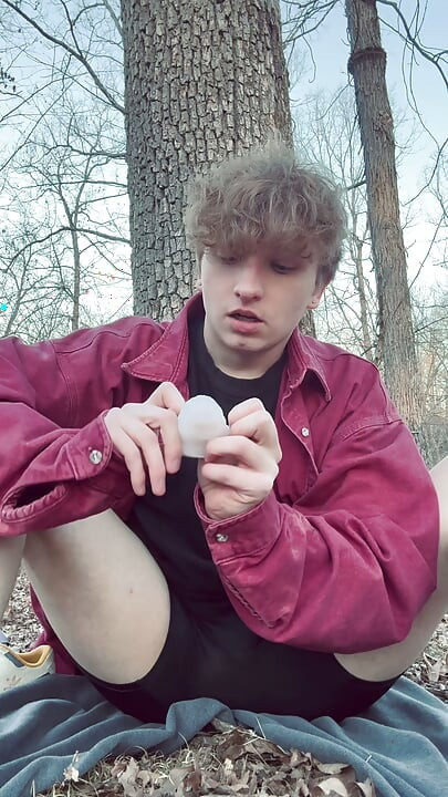 Frat Boy Busts a Load in his New Toy (In Public)
