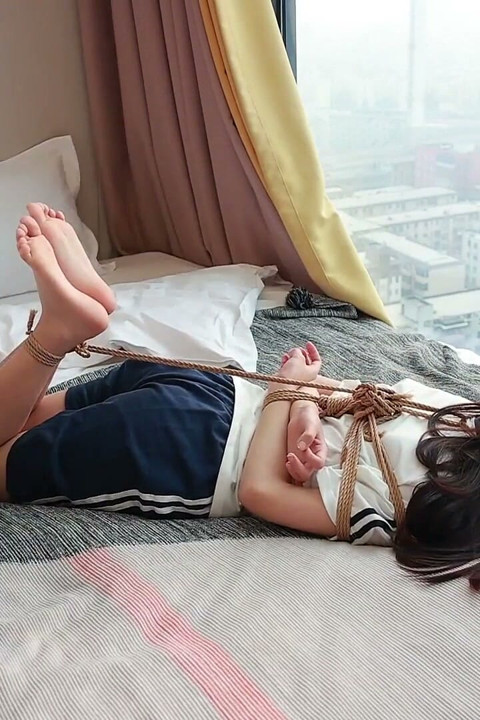 Cute Barefoot Girlfriend, Rope Restraints, Lower Restraints, Tickling Feet