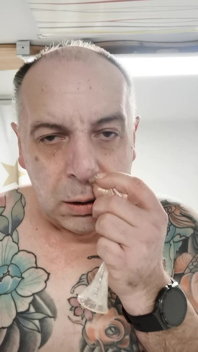 sls-frank pulling a condom through the nose