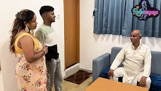 The stepson got married and brought his wife home, then he had sex in front of his stepfather and the stepfather watched it all.