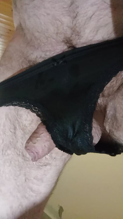 Messy pee in my wife's panties 1